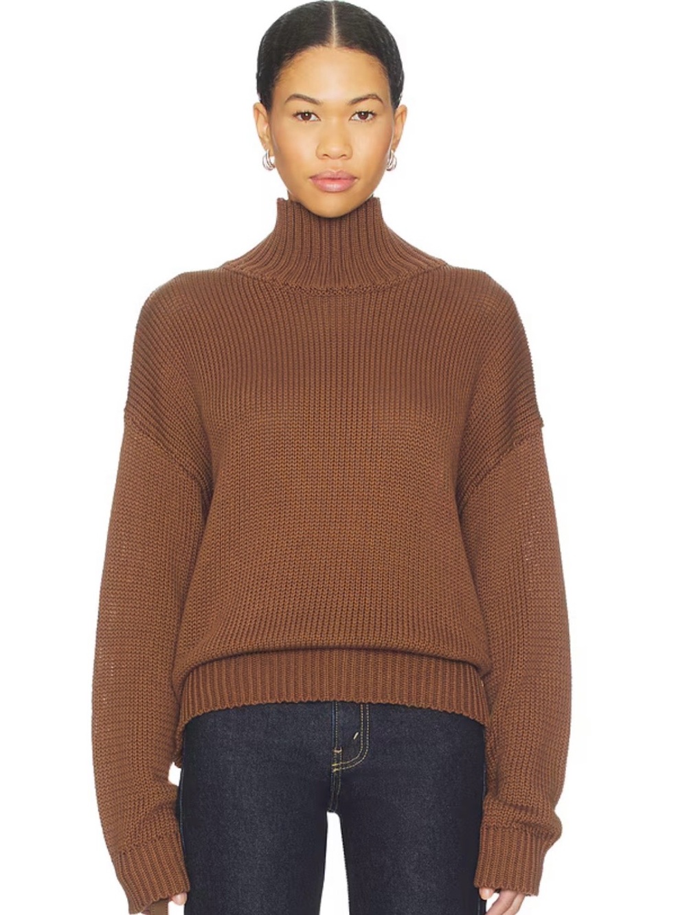 Elm High Neck Knit Jumper in Mocha
